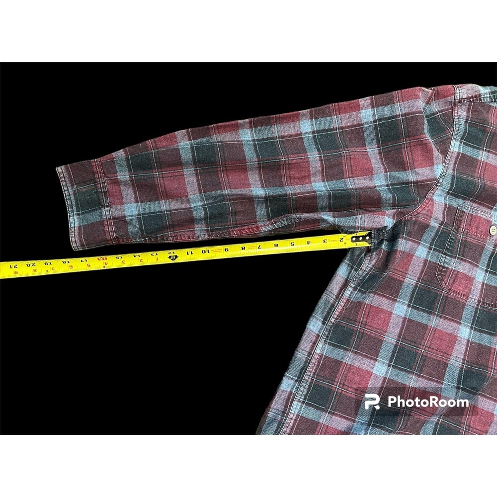 Carbon 2 Cobalt Men's Flannel Shirt XL Red Gray Plaid Button-Up Long Sleeve - Picture 2 of 7